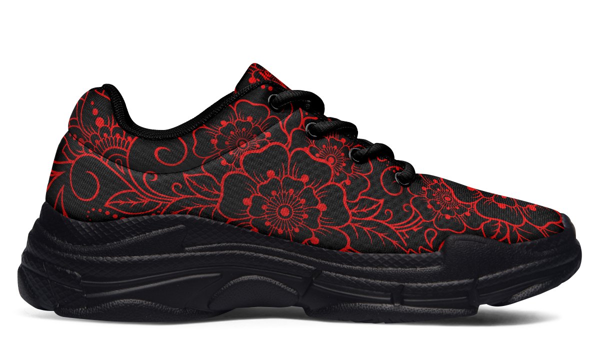 Chunkysneakers-RedMehndiFlowerPattern-YWV-56751-Chunkysneakers-Blk-STR3-YWV.jpg
